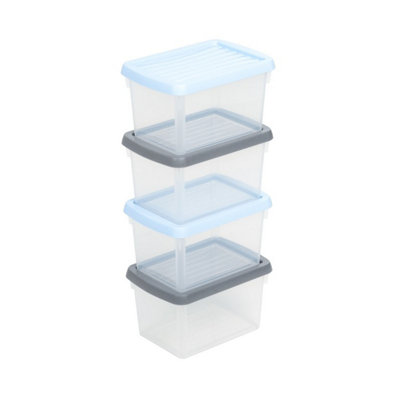 4 Small Storage Boxes With Lids 1.5L Stackable Hobby Craft Box 18 x 12.5 x 10.5cm