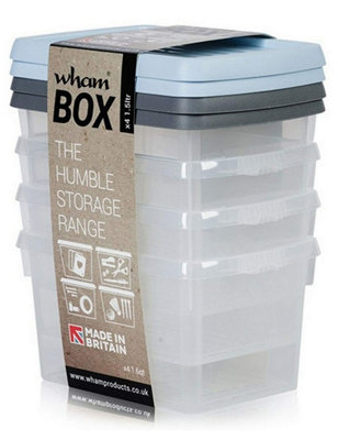4 Small Storage Boxes With Lids 1.5L Stackable Hobby Craft Box 18 x 12.5 x 10.5cm - 3