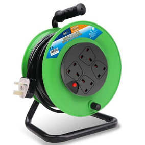 4 Sockets Cable Reel with Cable 3G1.25,15M,Over Heat Protection, Child Resistant Sockets