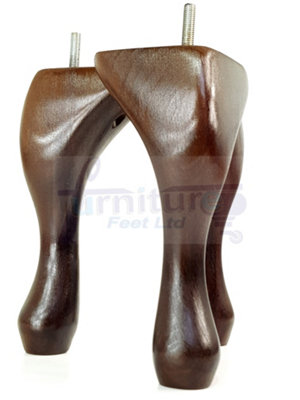4 Solid Wood Furniture Legs 300mm High Queen Anne Replacement Feet 12 Inches M8