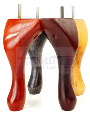 4 Solid Wood Furniture Legs 300mm High Queen Anne Replacement Feet 12 Inches M8