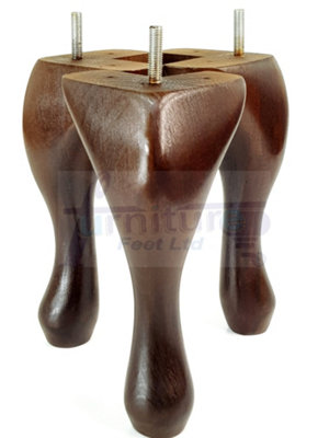 4 Solid Wood Furniture Legs 300mm High Queen Anne Replacement Feet 12 Inches M8