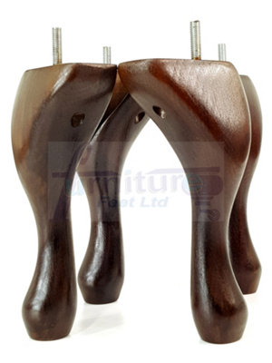 4 Solid Wood Furniture Legs 300mm High Queen Anne Replacement Feet 12 Inches M8