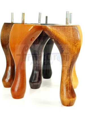 4 Solid Wood Furniture Legs 300mm High Queen Anne Replacement Feet 12 Inches M8