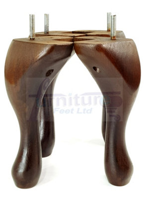 4 Solid Wood Furniture Legs 300mm High Queen Anne Replacement Feet 12 Inches M8