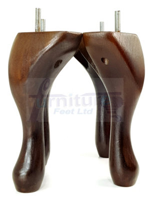4 Solid Wood Furniture Legs 300mm High Queen Anne Replacement Feet 12 Inches M8