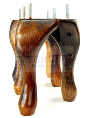 4 Solid Wood Furniture Legs 300mm High Queen Anne Replacement Feet 12 Inches M8