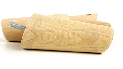4 Solid Wood Turned Furniture Legs Replacement Mid Century Angled Retro Feet 125mm High M8 Raw