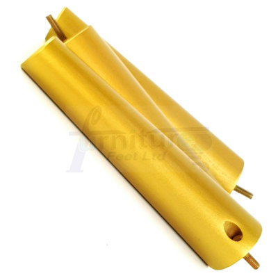 4 Solid Wood Turned Furniture Legs Replacement Mid Century Angled Retro Feet 220mm High M8 Gold