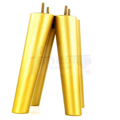4 Solid Wood Turned Furniture Legs Replacement Mid Century Angled Retro Feet 230mm High M8 Gold