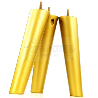 4 Solid Wood Turned Furniture Legs Replacement Mid Century Angled Retro Feet 230mm High M8 Gold