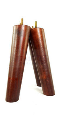 4 Solid Wood Turned Furniture Legs Replacement Mid Century Angled Retro Feet 230mm High M8 Mahogany Washed
