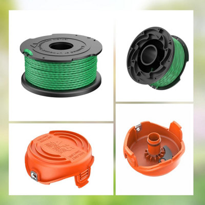 A6486 Rasentrimmer Ersatzspule – 4 Spulen + 1 Abdeckung, Kompatibel Mit Black & Decker GL7033, GL9035 U.a.