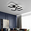 4 Square Black Contemporary LED Energy Efficient Semi Flush Ceiling Light Fixture Cool White