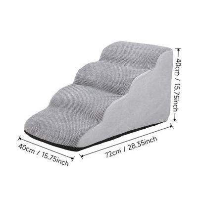 4 Steps Non-Slip Pet Steps with Removable Cover in Grey