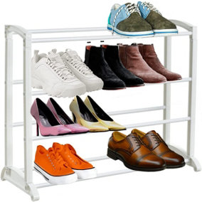 4 Tier 12 Pairs Shoe Rack Stand Storage Self  (L) 65cm x (W) 16.5cm x (H) 50cm (White)