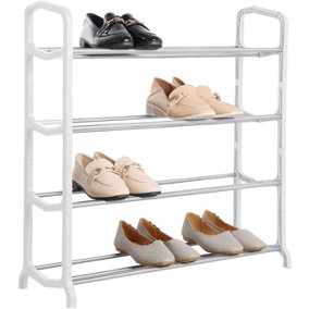 4 Tier 12 Pairs Shoe Rack Stand Storage Self - (L) 66cm x (W) 23cm x (H) 66cm (White)