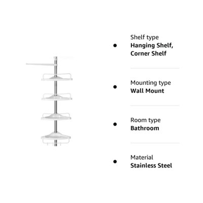 4 Tier Adjustable Bathroom Corner Shelf - 9