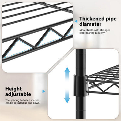 4 Tier Adjustable Wire Metal Shelving Rack 60 x 35 x 120cm Garage Storage