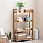 4 Tier Bamboo Wood Bookcase Storage Shelf, 68x 25x 100CM