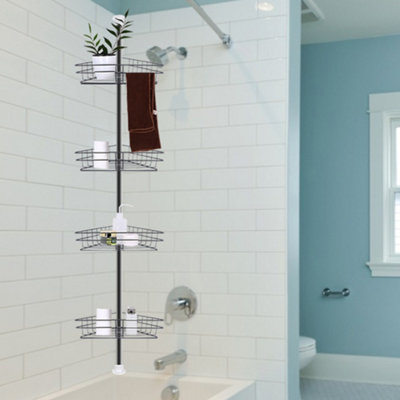 4 Tier Black Adjustable Metal Bathroom Corner Shelf Shower Caddy Basket Organizer H 250 cm - 3