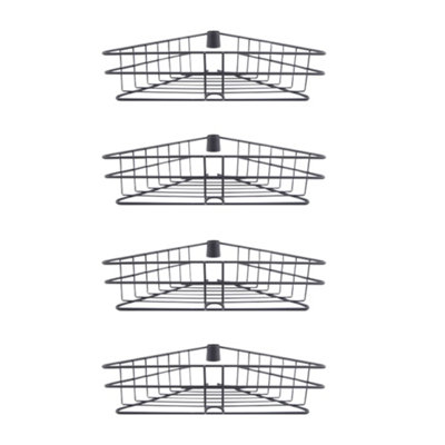 4 Tier Black Adjustable Metal Bathroom Corner Shelf Shower Caddy Basket Organizer H 250 cm - 6