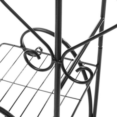 4 Tier Black Elegant Sturdy Metal Planter Rack for Indoor and Outdoor