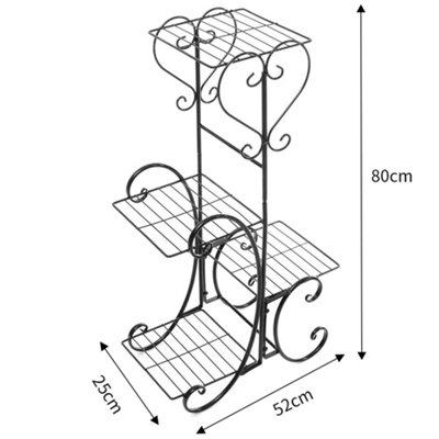 4 Tier Black Elegant Sturdy Metal Planter Rack for Indoor and Outdoor