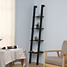 4 Tier Black Wooden Wall Ladder Shelf Storage Stand Height 160 cm