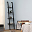 4 Tier Black Wooden Wall Ladder Shelf Storage Stand Height 160 cm