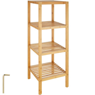 4 Tier Book Shelf Unit Bamboo Bookcase Bathroom Kitchen Storage Rack Display - brown