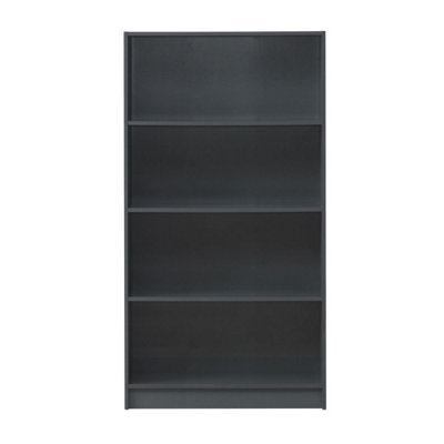 4 Tier Bookcase Tall Display Shelving Storage Unit Wood Furniture Dark Grey