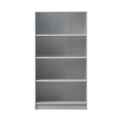 4 Tier Bookcase Tall Display Shelving Storage Unit Wood Furniture Grey