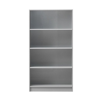 4 Tier Bookcase Tall Display Shelving Storage Unit Wood Furniture Grey