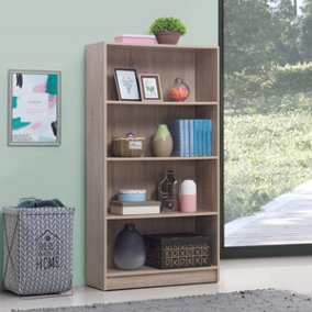 4 Tier Bookcase Tall Display Shelving Storage Unit Wood Furniture Sonoma Oak