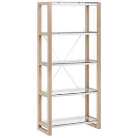 4 Tier Bookcase White and Light Wood JENKS