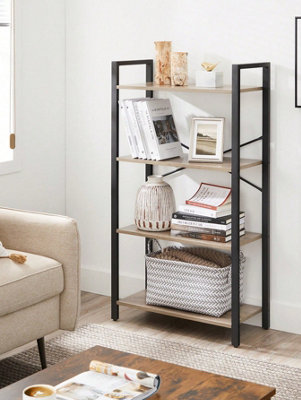 4-Tier Bookcase With Steel Structure, Height 120 Cm, For Living Room ...