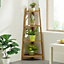 4 Tier Brown Modern Corner Ladder Shelf Plant Display Stand 115 cm