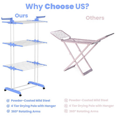 4 Tier Clothes Airer Rack Indoor & Outdoor Dryer Laundry Dry Rail ...