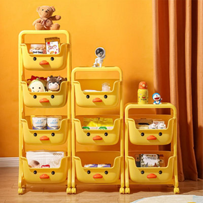 4 Tier Cute Yellow Duck Mobile Kids Toy Storage Rack Shelf Indoor Cart ...