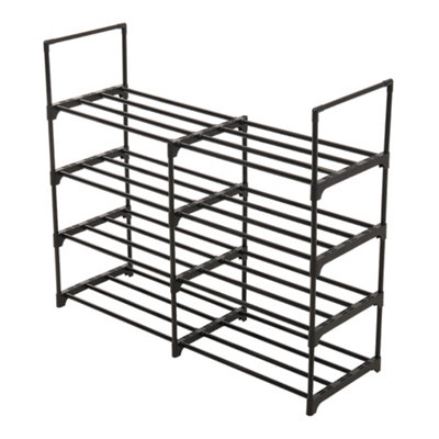 4 Tier Double Row DIY Steel Tube Shoe Rack for 20 Pairs of Shoes