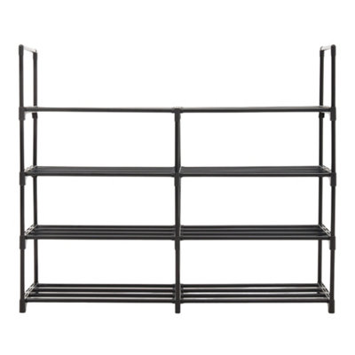 4 Tier Double Row DIY Steel Tube Shoe Rack for 20 Pairs of Shoes
