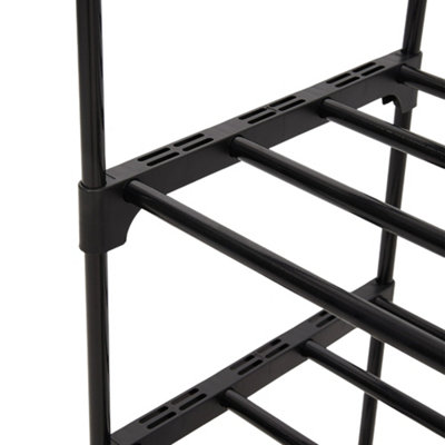 4 Tier Double Row DIY Steel Tube Shoe Rack for 20 Pairs of Shoes