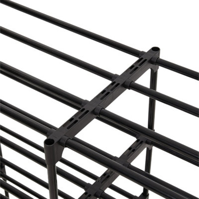 4 Tier Double Row DIY Steel Tube Shoe Rack for 20 Pairs of Shoes
