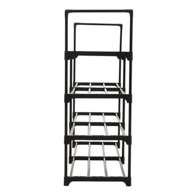 4 Tier Double Row DIY Steel Tube Shoe Rack for 20 Pairs of Shoes