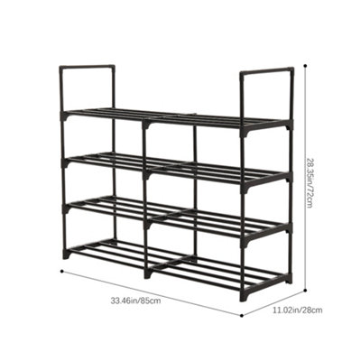 4 Tier Double Row DIY Steel Tube Shoe Rack for 20 Pairs of Shoes