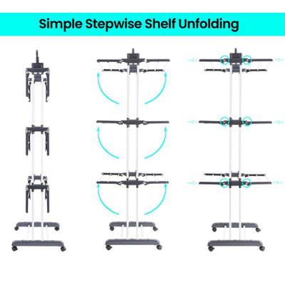 4 Tier Foldable Clothes Drying Rack Clothes Airer Indoor Standing Laundry Dryer - 3