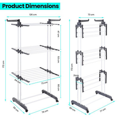 4 Tier Foldable Clothes Drying Rack Clothes Airer Indoor Standing Laundry Dryer - 6