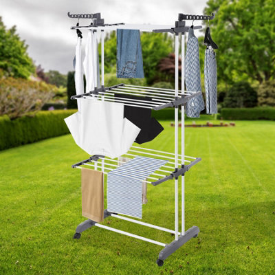 4 Tier Foldable Clothes Drying Rack Clothes Airer Indoor Standing Laundry Dryer - 8