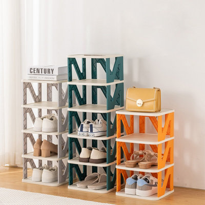 4 Tier Foldable Plastic Shoe Rack with Superior Anti-Fall Design